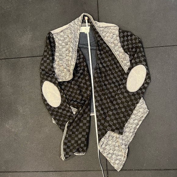 Anthropologie Saturday Sunday Luci Black Gray Knit Waterfall Cardigan - Picture 3 of 11